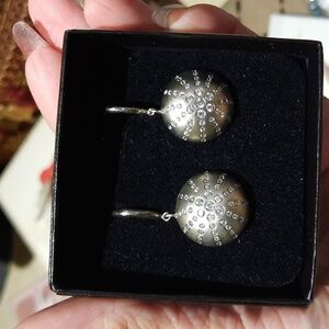 NIB GENUINE SOLID MATTE STERLING SILVER CZ SEXY DANGLE EARRINGS EUROPEAN CLASP